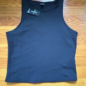 Express Sleek Black Scuba Crewneck Tank Top